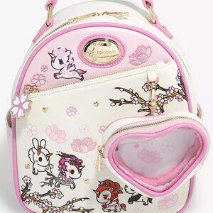 Tokidoki Unicorno Cherry Blossom Mini Backpack w/Clear Pouch Keychain NWT Sealed